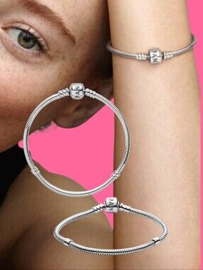 Authentic Pandora Moments Barrel Clasp Charm Bracelet S 925